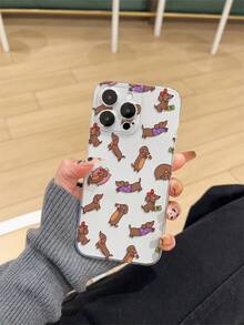 Funda de teléfono transparente a prueba de golpes con estampado de perro salchicha de dibujos animados, funda de TPU gruesa y transparente compatible con iPhone 17/Air/17Pro/17Promax, 16/16Plus/16Pro/16Promax, 15/15Plus/15Pro/15Promax, 14/14Plus/14Pro/14Pro Max, versión internacional, no la versión nacional, regalo de primavera - Multicolor - Ver 2
