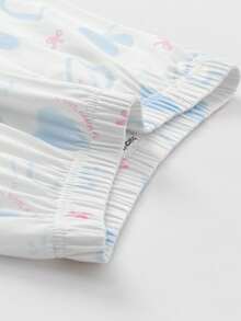 Balabala Sweet Girls Summer Pajama Set 2026 Short Sleeve Soft Air-Conditioned Cozy Homewear - White and Blue - View 5