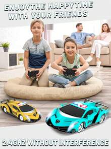 1辆遥控玩具车，漂移遥控车，2.4G灯光特技车，防撞电动玩具车，男孩女孩礼物，生日/节日礼物 - 黃色 - 查看 5