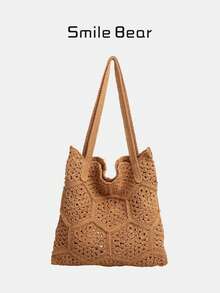 大容量编织手提包，新款时尚度假沙滩包。单肩包。百搭女士包。通勤必备手提包。 - 彩色 - 查看 3