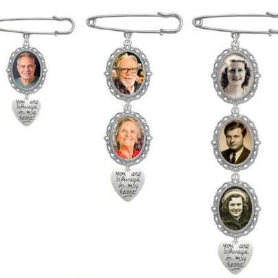 1pc Brooch, DIY Bridal Bouquet, Blank Photo Pendant, Wedding Bouquet, Memorial Pendant, Double Oval Glass Round Edge Tray Photo Frame With Heart Angel Pendant, Wedding Engagement Party, Holiday, Heart-Shaped Vintage School Office Accessory, Shirt Jacket Jewelry, Christmas Halloween Clothing Pin, Fun Cute Teacher Gift