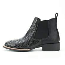 Vintage Crocodile-Embossed Chelsea Boots - Black - View 1