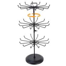 MyGift - Árbol de joyería de metal negro mate clásico de 3 niveles con brazos giratorios de 360 grados collar giratorio y soporte de exhibición de la torre de pulsera con 36 ganchos y soporte - Negro 3 niveles - Ver 8