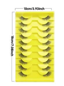 10 Pairs Half Eye False Eyelashes With Yellow Base, Transparent Stems, More Fit For Eye Makeup, Natural And Lightweight, Perfect For Beginners, Reusable And Durable, Suitable For Daily Life, Work, Travel, Holiday Celebrations, Parties And Various Occasions, Comfortable To Wear Without Burden, Create Natural Charming Eyes Easily - View 4
