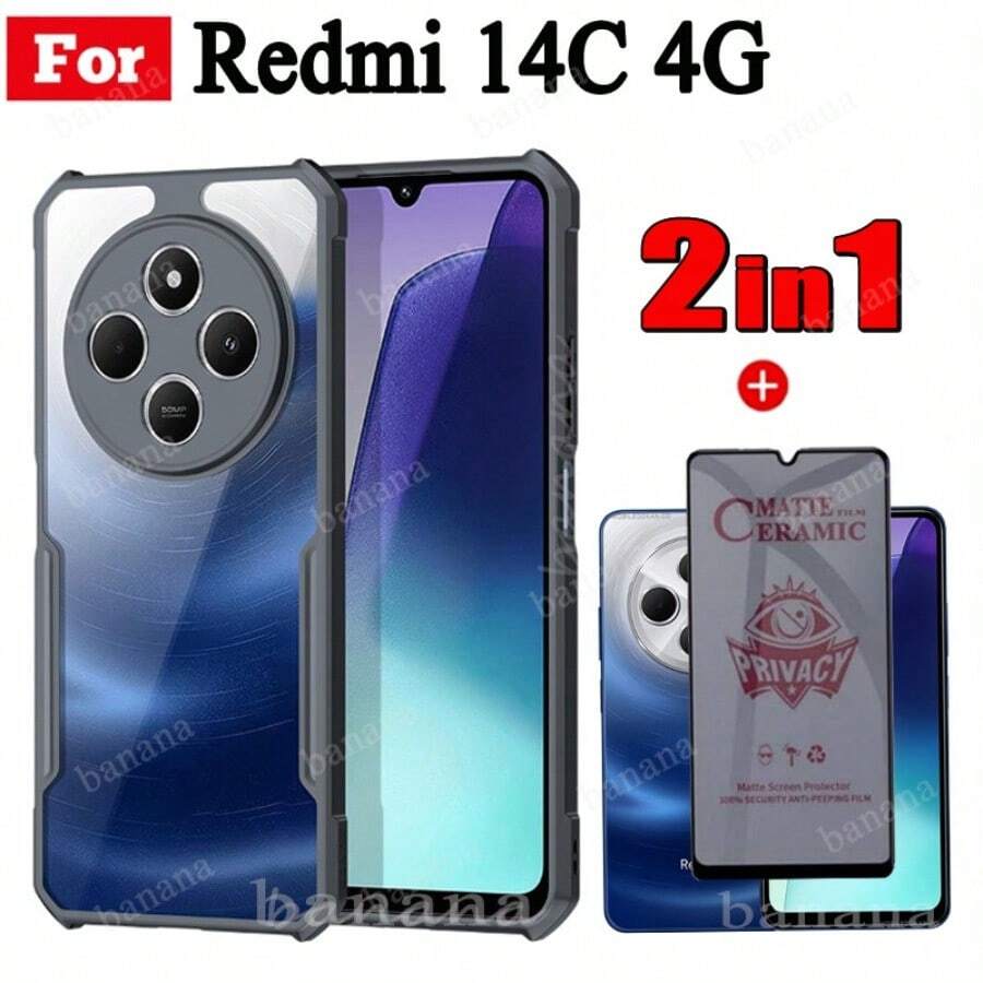 Shockproof Privacy Screen Protector 2 In 1 14C 4G Shockproof Phone Case For 14C Ceramic Tempered Glass + Privacy Screen Protector Spring Gift - Anti-spy - View 1