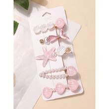 5pcs/Pack Mermaid Shell Hair Clips, Cute Kawaii Lovely Girls Side Crab Clips, Korean Fashion Bangs Hair Accessories - 彩色 - 查看 11