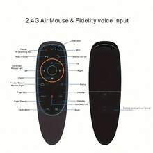 适用于安卓电视盒和智能电视的2.4G无线电视遥控器，支持语音控制、空中鼠标和体感游戏功能，兼容PC和投影仪，G10S，黑色 - 查看 7