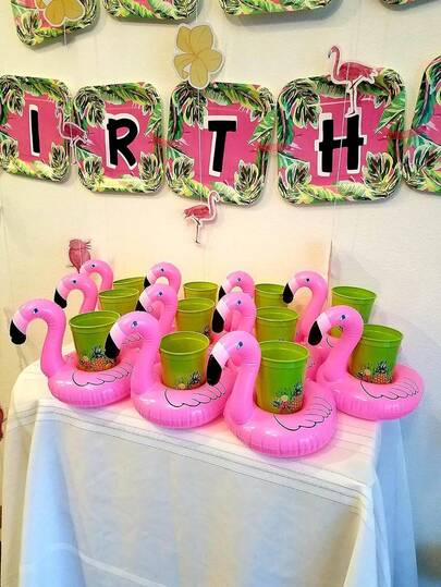 5PCS Water Coasters Floating Inflatable Cup Holder Swimming Pool Drink Float Toy Inflatable Pool Flamingo Party Decoration