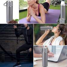 Coffee Thermo Bottle -Vacuum-Insulated Stainless Steel Travel Mug, 500ml Insulated Bottle With Cup For Hot & Cold Drink Travel Mug(Blue, Three Cup) - Bộ màu xám - Xem 7