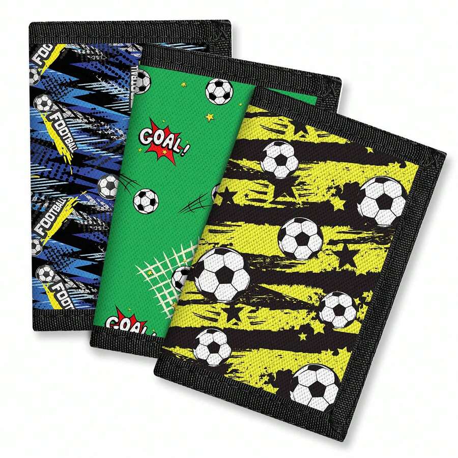 足球图案三折钱包，理想的礼物之选 - 彩色 - 查看 1