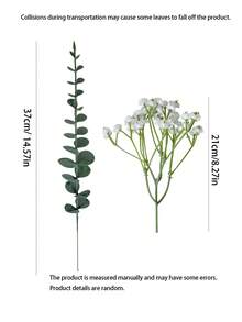 12件套人造花套装，包括仿真尤加利叶花束、白色满天星花束，触感逼真，适用于婚礼花艺布置、派对家居装饰、花卉布置、婚礼装饰以及花园装饰、婚礼装饰和母亲节等场合。 - 彩色 - 查看 9