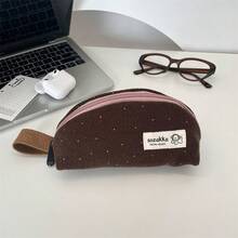 Large Capacity Polka Dot Cosmetic Bag, Minimalist Makeup Brush Organizer Pouch, Portable Travel Lipstick & Coin Purse - Multicolor - View 14