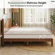 Twin/Full/Queen/King Size Luxury Mid Century Solid Wood Queen Bed Frame, Platform Bed With Elegant Full Panel Headboard And Sculpted Cylindrical Legs - 棕色胡桃木 - 查看 11