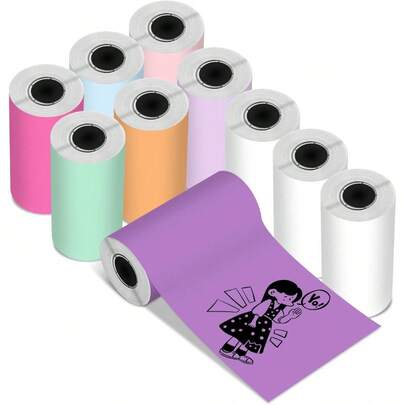 53Mm Printing Paper, Compatible With M02/M02S/M02Pro/M03/M03As/M04S/M04As Mini Portable Printers, 3 Rolls Of Adhesive ThermalStickers, Black Text, 53Mm X 3.5M, Pack Of 3 Rolls