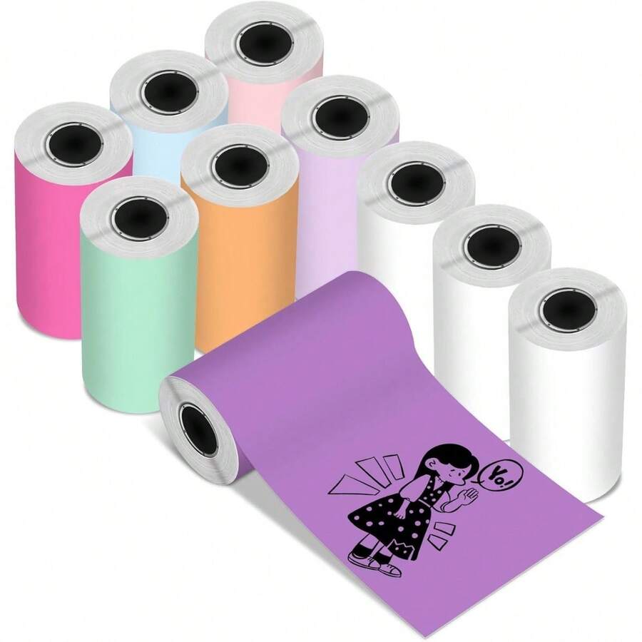 53Mm Printing Paper, Compatible With M02/M02S/M02Pro/M03/M03As/M04S/M04As Mini Portable Printers, 3 Rolls Of Adhesive ThermalStickers, Black Text, 53Mm X 3.5M, Pack Of 3 Rolls