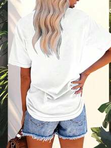 1 Piece Of 100% Cotton Summer T-Shirt For Pregnant Women, Maternity T-Shirt, Mother's Day T-Shirt, Printed T-Shirts - 白色 003 - 查看 6