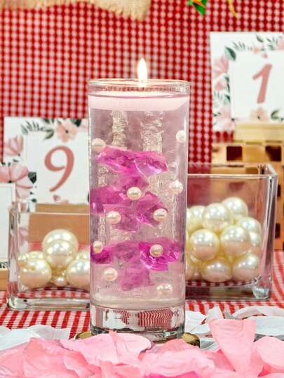 Perlas artificiales blancas, piedras acrílicas, cuentas de gelatina transparente para rellenar jarrones, decoración central y dispersión sobre la mesa - Cuentas de plástico redondas, superficie brillante, elegante para decoración de bodas, Navidad, Halloween, fiestas de Acción de Gracias, cuentas para rellenar jarrones, decoración de soporte de cepillos (varios tamaños, duraderas y fáciles de limpiar)