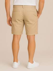 Kit Of 3 Men's Tailored Bermuda Shorts, Basic Twill, Premium Slim Fit, Dressy, Chino Style - 黑色/米色/卡其色 - 查看 7