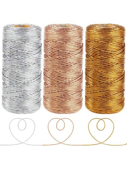 Hilo metálico dorado, plateado y rosa dorado para hornear, adecuado para manualidades, etiquetas DIY y decoraciones