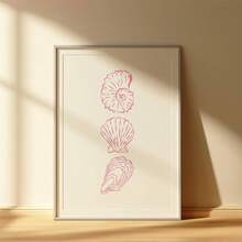 3件套粉色沙滩贝壳印花墙画，时尚夏季美学宿舍海滩装饰印刷海报帆布墙画，朋克女孩艺术，励志语录艺术，家居装饰，墙面挂饰 - 3pcs - 查看 4