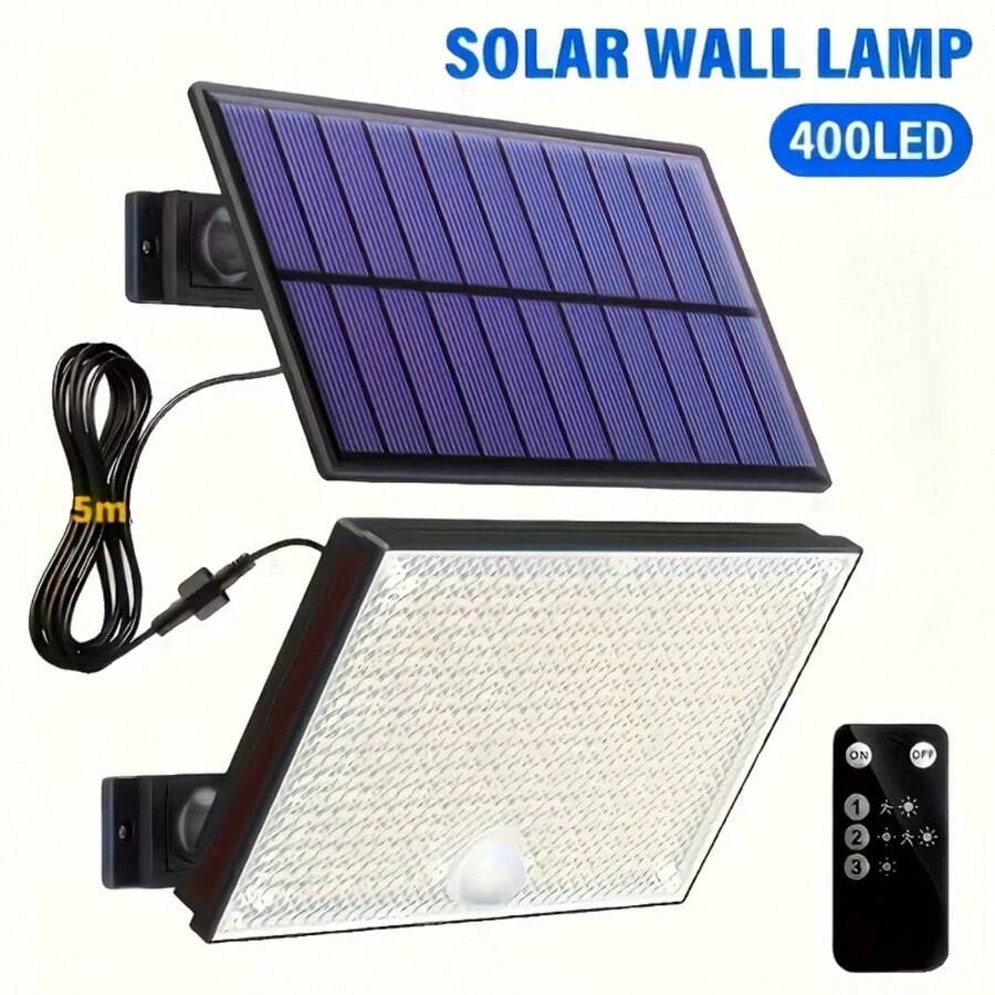 400 LED Solar Wall Light With Motion Sensor, LED Cool White Solar Flood Light, High Brightness Solar Street Light, Large Solar Panel, Easy Installation, Super Bright, Auto On/Off, Suitable For Porch, Yard, Garage, Fence, Path, Wall
