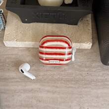 Niche Red Striped Cherry + Hoop Pro 3/Pro 2/4/3/2 Case, Fashionable Women Earphone Case, Minimalist Earphone Cover Compatible With Apple - Red - View 5