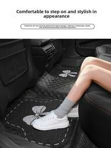 1pc Universal Car Front & Rear Floor Mats - Bow Tie Pattern, Minimalist Design Suitable For Men & Women, Car Interior Accessories, Can Be Used As Interior Carpet, Easy Installation, Enhanced Interior Protection, All-Weather, Car Interior Decor - A - View 6
