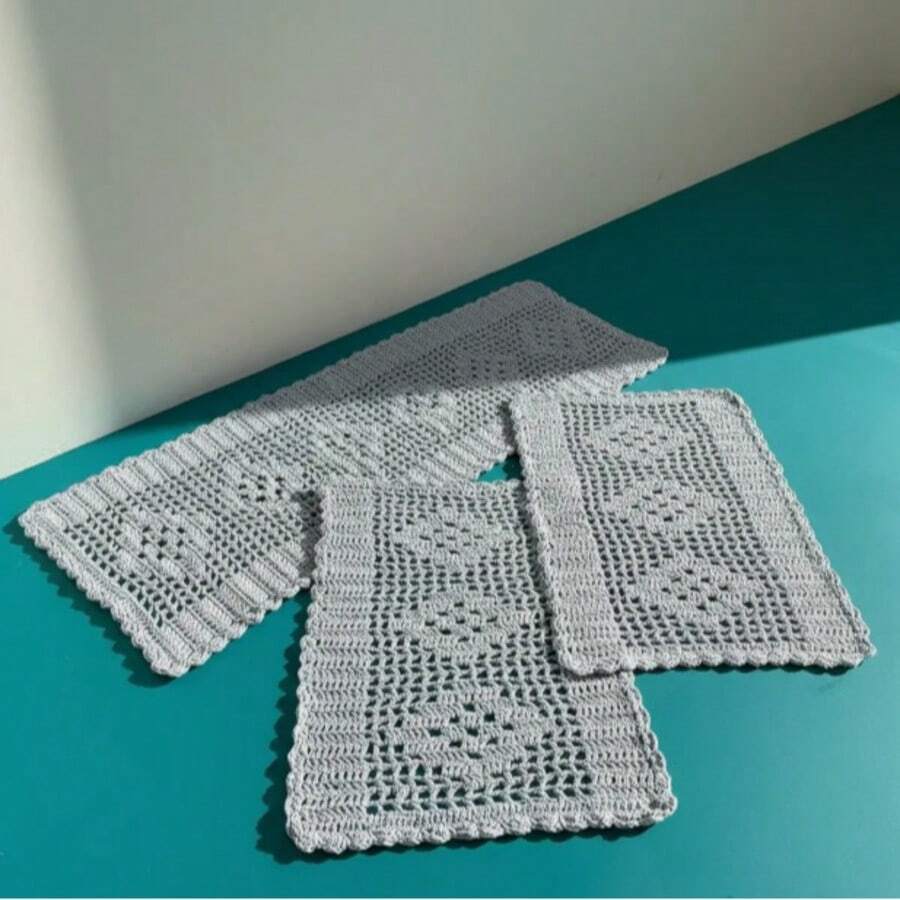 Rectangular Kitchen Rug And Runner Kit 3 Pieces Rhombus - Grijs - Bekijken 1