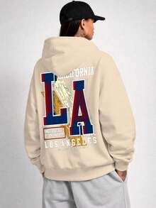 Oversized Sweatshirt L.A Los Angeles City Unisex Ref4723 - Khaki - View 4
