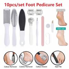 10pcs/Set Foot Pedicure Set Peeling And Exfoliating Calluses Foot Scrubbing Brush Stainless Steel Double-Sided Foot Care Pedal Stone - White - View 9