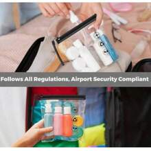 1/5个黑色透明飞机液体拉链袋，20 x 20厘米，透明化妆包，便携旅行必备品，防漏机用化妆品液体，可重复密封EVA化妆包，飞机随身行李，假日必备品，防水防漏，带手柄 - 彩色 - 查看 3