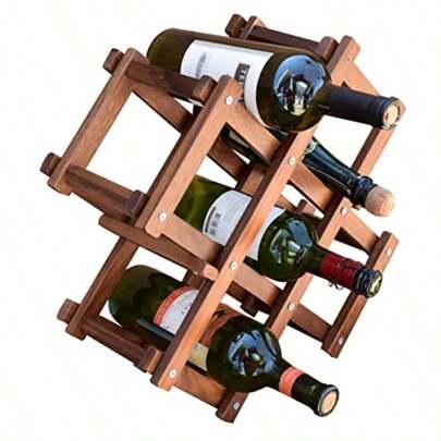 Hogare Cava de Madera de parota Plegable Porta Botellas para vinos Diseño Moderno y Elegante Útil y práctica Mueble para Botellas Acabados Finos Resistente Capacidad 6 Botellas