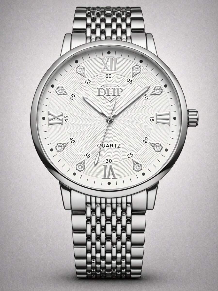 DHP Men's Dress Watch - Assorted Colors, Waterproof. - Silver White 6 - View 1