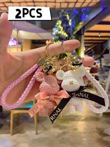 Móc khóa hình gấu bông hoạt hình bằng nhựa có chuông, thiết kế 3D lập thể, mặt dây chuyền ba lô, phụ kiện móc khóa xe hình gấu bông dễ thương, quà tặng móc khóa sáng tạo cho Halloween, Ngày Nhà giáo, giá đựng thẻ ID, trang trí xe hơi. - Gấu len - Xem 11