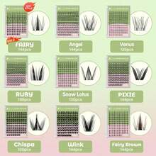 KEYYOU Pixie Lash Clusters Fairy Eyelash Extension D Curl 144Pcs Eyelash Extension Wispy Natural Invisible Band Lash With Waterproof DIY Lash Extension At Home(Pixie-D-10-16MIX) - ColorU - 查看 5