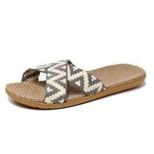 Men's Linen Slippers For Summer, Lightweight Non-Slip Indoor Bedroom Slippers - Grey - View 5