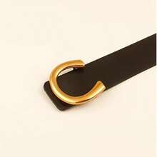 Women's PU Leather Metal Buckle Belt Letter Shaped Waist Belts For Jeans Dress - màu đen - Xem 3