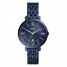 Fossil Stainless Steel Quartz Women's Three-Eye Watch, With Stainless Steel Case And Glass Cover, A Valuable Gift Choice For Friends And Family. ES4094 - Navy Blue - View 1