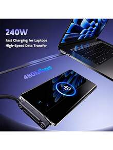 65W-240W 可折叠快充线，带可调节手机支架，双 Type-C 和 USB-C 超快充电，防弯折设计，兼容苹果 15-17 系列及 S 系列，适用于车载和家用。 - 彩色 - 查看 11