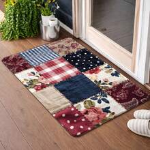 1pc Vintage Patchwork Suitable For, Non-Slip Rubber Backing Floor Mat With Machine Washable Suitable For Bedroom,, Entryway, Balcony, / Use - Durable Suitable For Door Mat, Front Door - Nhiều màu - Xem 5