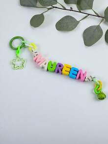 1pc Customized Name Keychain - Eye-Catching Acrylic Bead Pendant, Cute Daily Bag Accessory, Customizable Birthday Gift - Customized Pendants - View 49