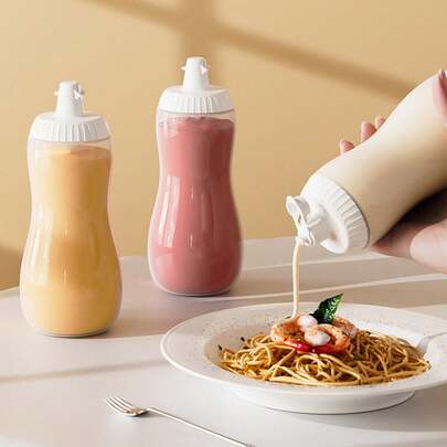 Squeeze Sauce Bottle, Tomato Salad Dressing Bottle With Measurement Scale, Honey & Oyster Sauce Plastic Squeeze Bottle With Pointed Nozzle