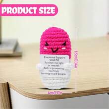 1pc Handmade Crochet Pink Pill-Shaped Symbolic Gift: This Handmade Crocheted Pink Pill-Shaped Item Is A Symbol Of Gratitude And Appreciation For Nurses, Doctors, Pharmacists, And Medical Heroes. The Adorable Design Represents Passion, Dedication, And Thankfulness, Making It An Ideal Gift To Commemorate Their Hard Work. - Multicolor - View 2