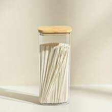 1pc Square Airtight Canister, 3 Sizes: 460ml/1100ml/2400ml, Durable Leak-Proof, Suitable For Sealing Coffee Beans, Tea Leaves, Pasta, Flour, Sugar, Nuts, Candies, Bath Salts, Perfect Kitchen Storage Solution For Pantry And Countertop - Transparent - View 10