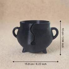 Crochet Yarn Bowl, Black Crucible Shaped Yarn Organizer Box With Handle, Yarn Guide Slot For Smooth Feeding, Knitting Accessory - A - View 7
