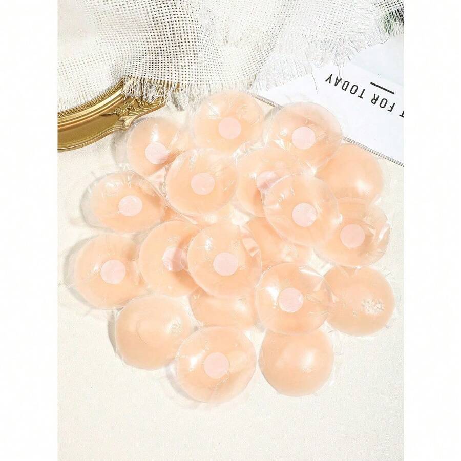 2/4pcs Women Silicone Mini Invisible Breathable Nipple Covers, Reusable Comfortable Non-Slip Breast Petals, Suitable For Daily Commute, Date, Wedding, Party, Beach Vacation, Perfectly Match Camisole, Backless Dress, Strapless Top And Swimwear, Multiple Colors Available - Multicolor - View 1