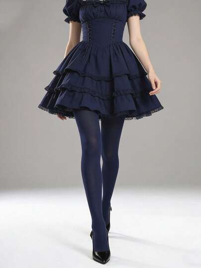 Un paio di calze a rete in raso nero opaco in stile classico Lolita per signore, calze di velluto snellenti, perfette per ragazze dolci. Essenziali per ogni signora.