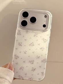 Funda de teléfono transparente con diseño de flor de tulipán estético, compatible con iPhone 17 16 15 14 13 12 Pro Max Plus 11, funda protectora anti-caídas, regalo - Flor morada de lunares - Ver 3