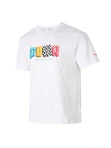 Puma Men's POOL TIME Short Sleeve T-Shirt, Knitted Collared Tee 63298302 - White - View 1