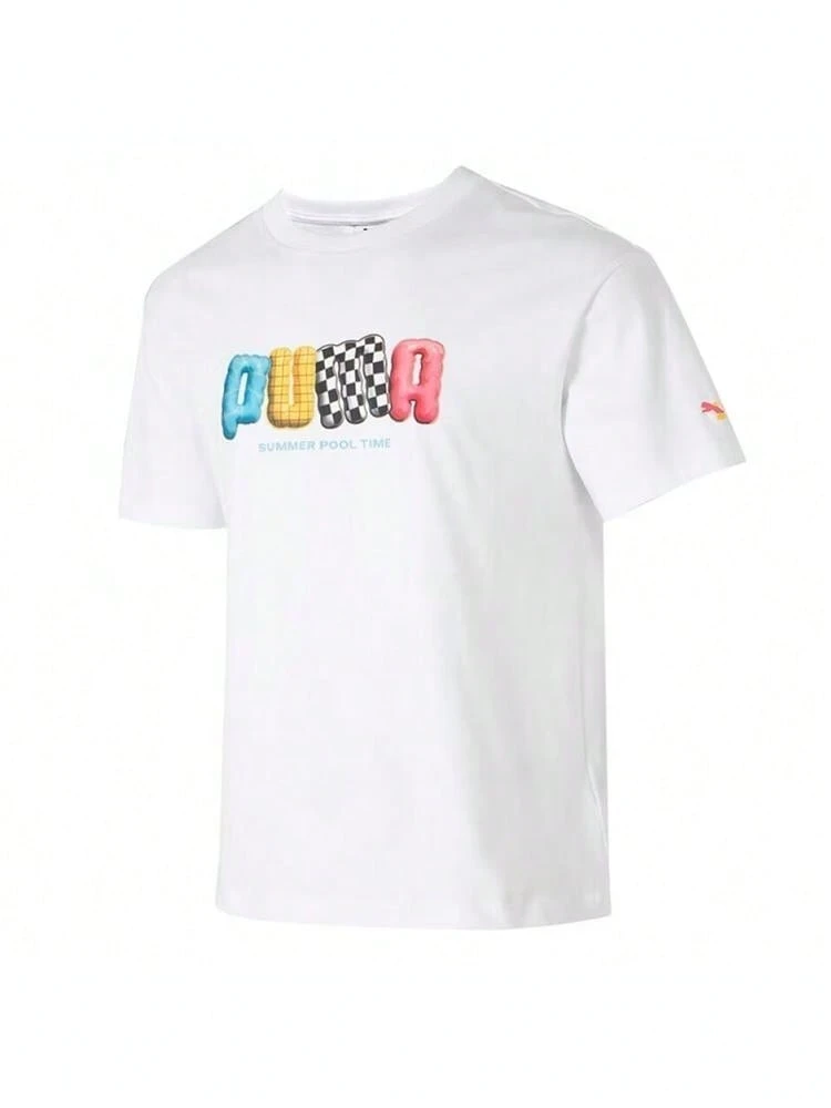 Puma Men's POOL TIME Short Sleeve T-Shirt, Knitted Collared Tee 63298302 - White - View 1